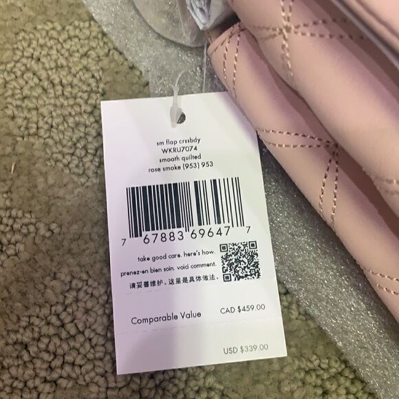 NWT Kate Spade Natalia Small Flap Crossbody Smooth Quilted Rose Smoke for Spring - Picture 6 of 7